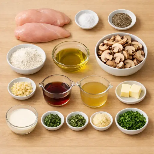 Ingredients for Savory Creamy Herb Chicken Marsala