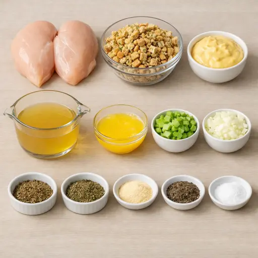 Ingredients for Savory Crockpot Chicken and Herb Stuffing