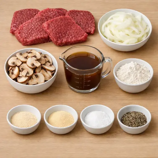 Ingredients for Savory Cube Steak with Onion Mushroom Gravy