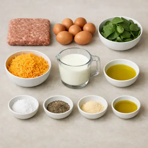 Ingredients for Savory Egg and Sausage Breakfast Bake