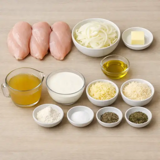 Ingredients for Savory French Onion Chicken Casserole
