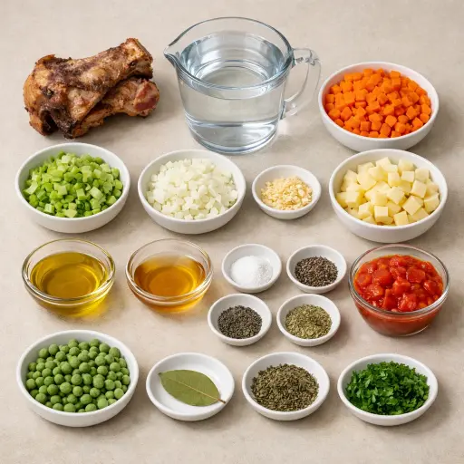 Ingredients for Savory Garden Ham Bone Soup