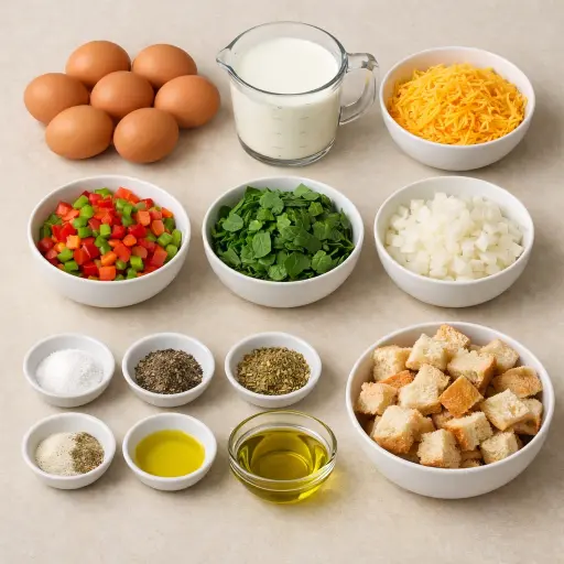 Ingredients for Savory Garden Veggie Breakfast Casserole