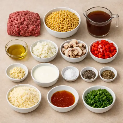 Ingredients for Savory Garlic Beef Helper