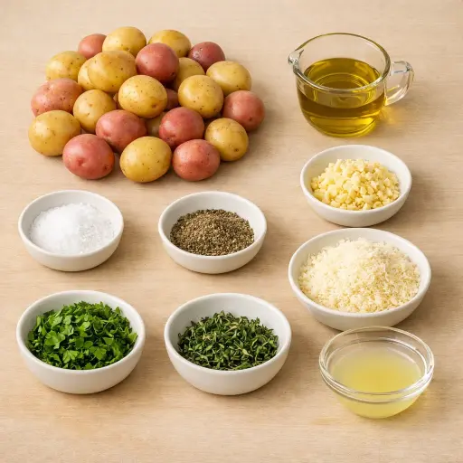 Ingredients for Savory Garlic Herb Parmesan Potatoes
