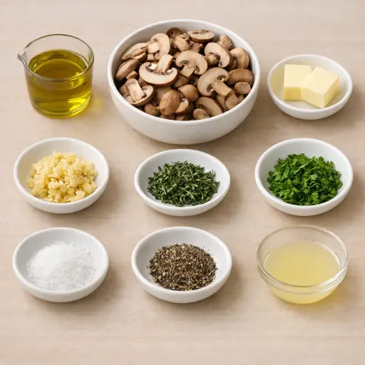 Ingredients for Savory Garlic Herb Sauteed Mushrooms