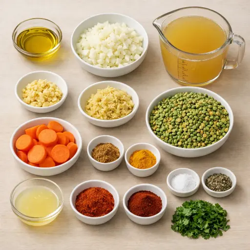 Ingredients for Savory Ginger Split Pea Soup