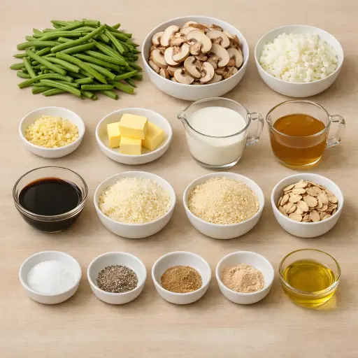 Ingredients for Savory Green Bean & Mushroom Delight
