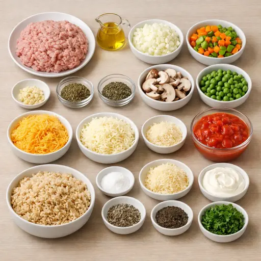 Ingredients for Savory Ground Turkey and Veggie Casserole