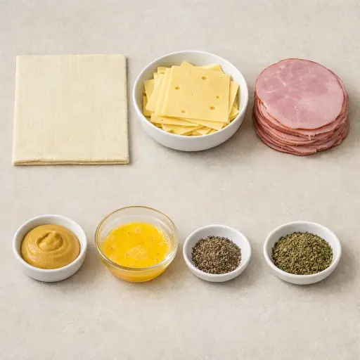 Ingredients for Savory Ham & Swiss Roll-Ups