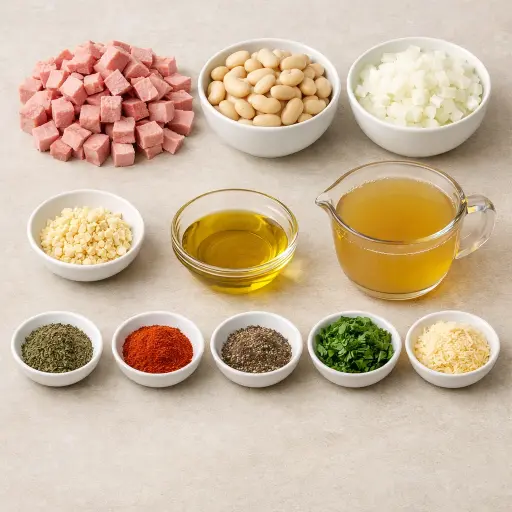 Ingredients for Savory Ham and Butter Bean Casserole
