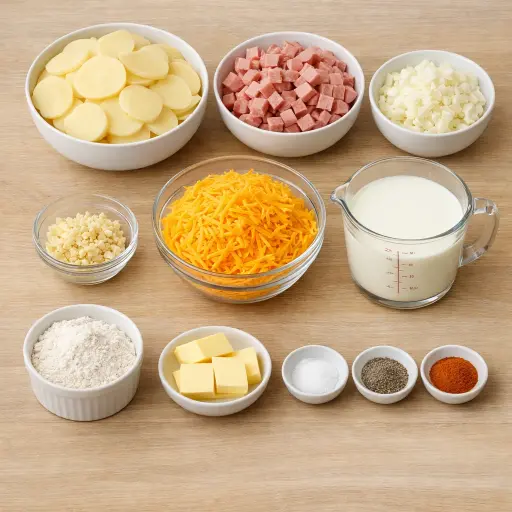Ingredients for Savory Ham and Potato Bake