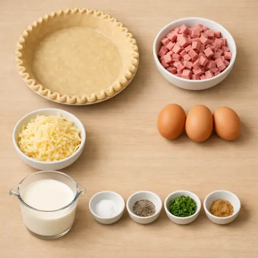 Ingredients for Savory Ham and Swiss Quiche