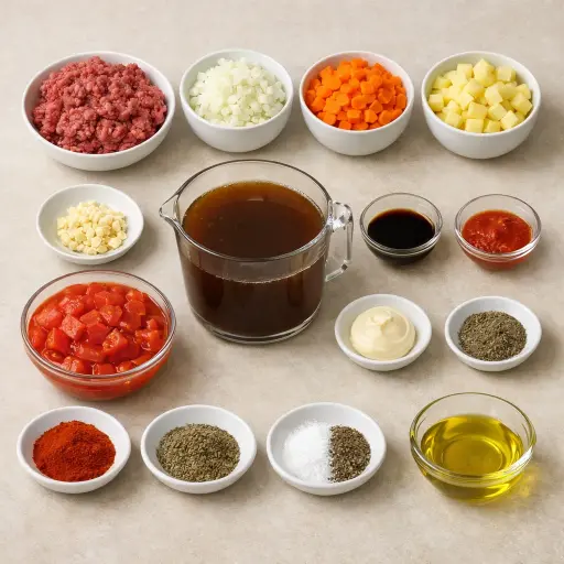 Ingredients for Savory Hamburger Stew Deluxe