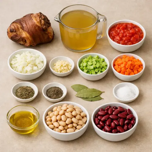 Ingredients for Savory Harvest Bean and Ham Soup
