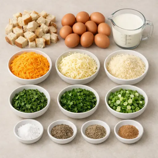 Ingredients for Savory Herb & Cheese Overnight Breakfast Casserole