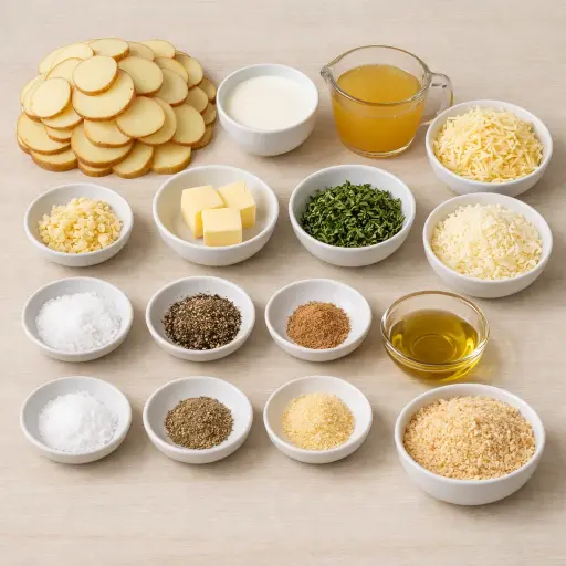 Ingredients for Savory Herb & Cheese Scalloped Potatoes