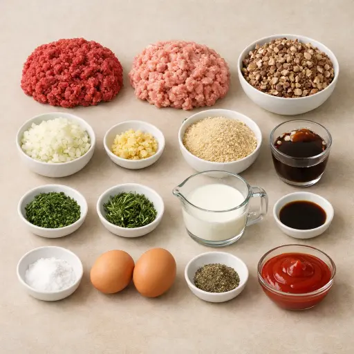 Ingredients for Savory Herb & Mushroom Meatloaf