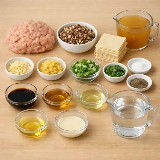 Ingredients for Savory Herb & Mushroom Wonton Soup