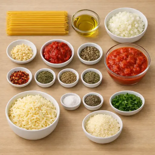 Ingredients for Savory Herb & Tomato Baked Spaghetti