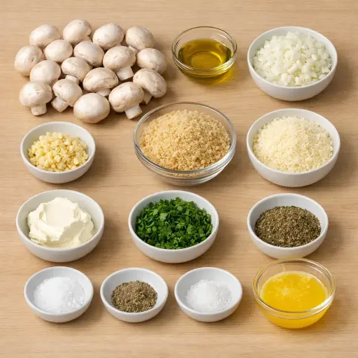 Ingredients for Savory Herb and Cheese Stuffed Mushrooms