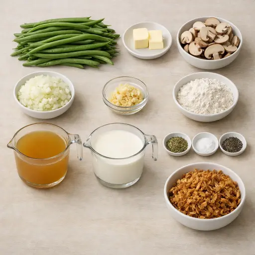 Ingredients for Savory Herb and Mushroom Green Bean Casserole