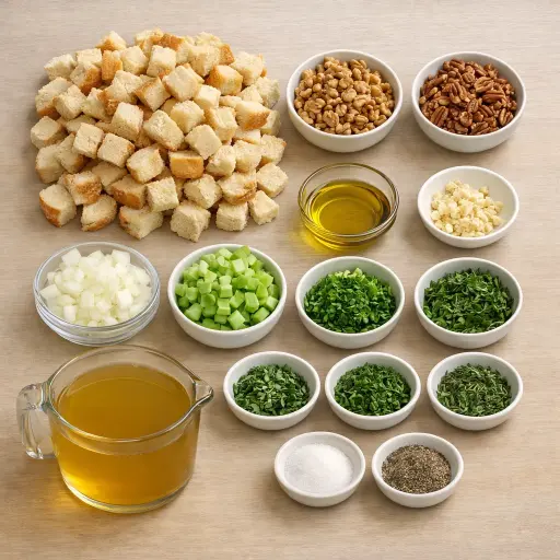 Ingredients for Savory Herb and Nut Stuffing