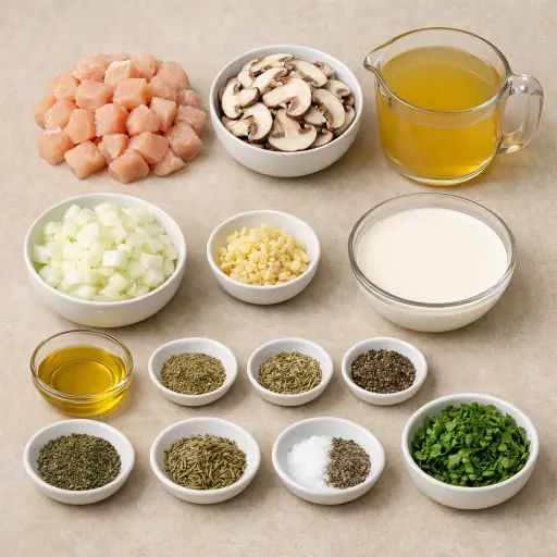 Ingredients for Savory Herb Chicken Mushroom Soup