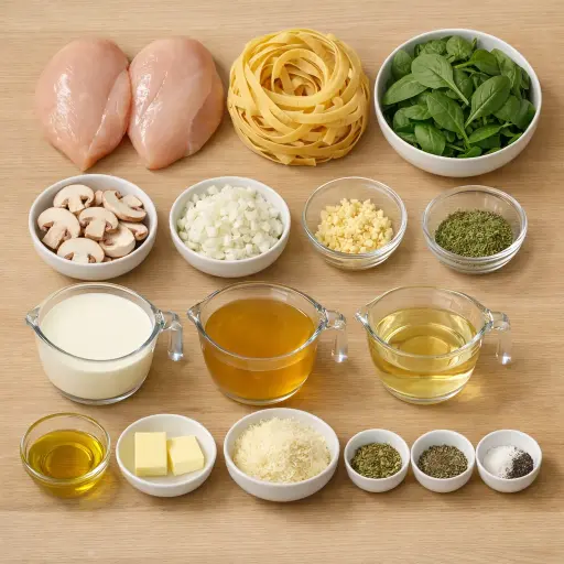 Ingredients for Savory Herb Chicken Tetrazzini