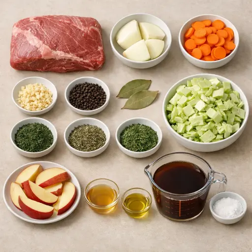 Ingredients for Savory Herb Corned Beef and Sweet Apple Cabbage