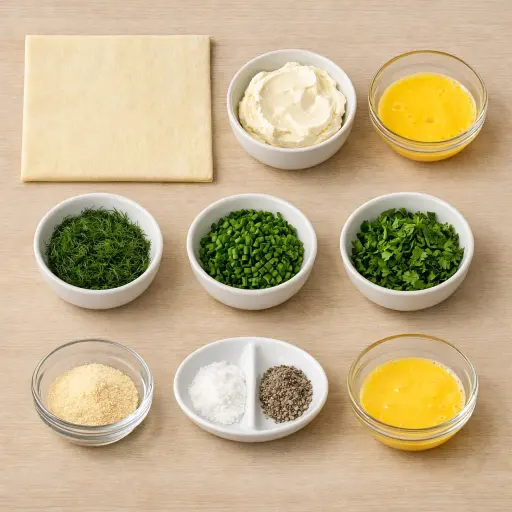 Ingredients for Savory Herb Cream Cheese Pinwheels