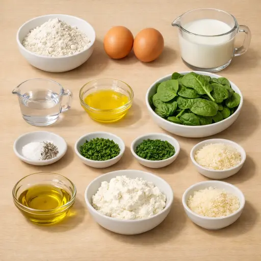 Ingredients for Savory Herb Crepes with Ricotta & Spinach