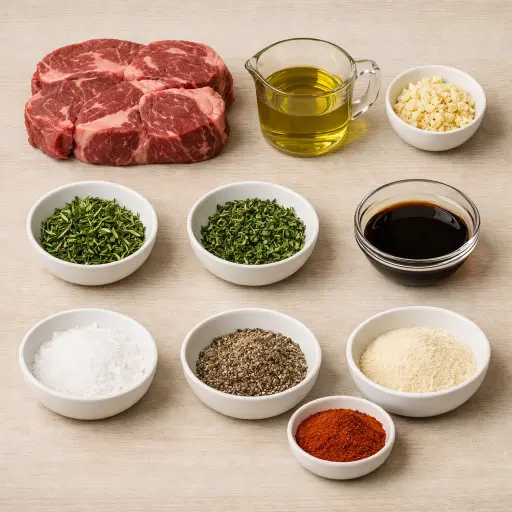 Ingredients for Savory Herb Crusted Chuck Steak