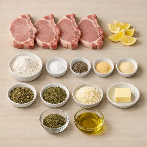 Ingredients for Savory Herb-Crusted Pan-Fried Pork Chops