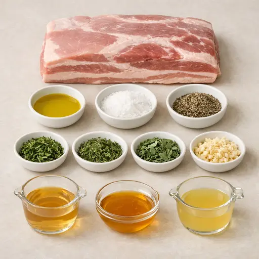 Ingredients for Savory Herb-Crusted Pork Belly Roast