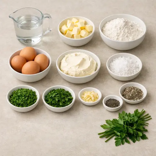 Ingredients for Savory Herb Eclairs