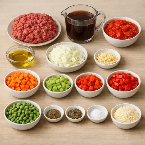 Ingredients for Savory Herb Hamburger Soup