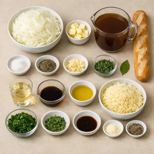 Ingredients for Savory Herb-Infused French Onion Soup