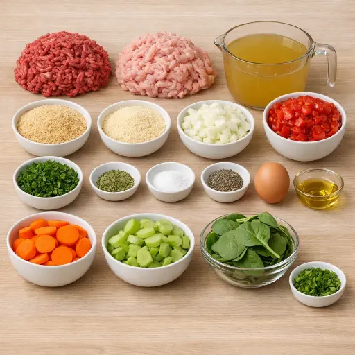 Ingredients for Savory Herb Infused Meatball Soup