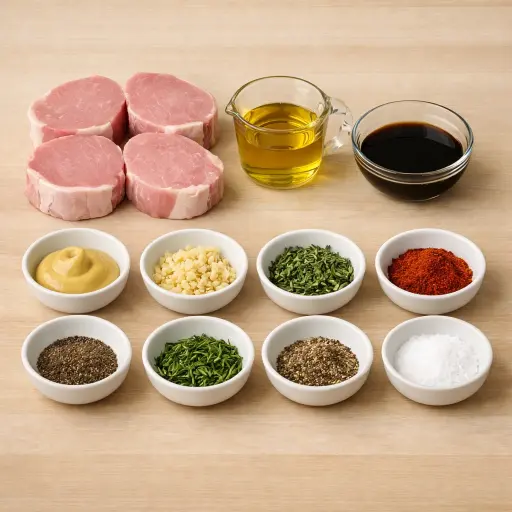 Ingredients for Savory Herb-Infused Pork Chop Delight