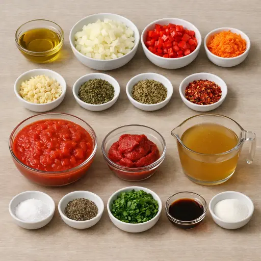Ingredients for Savory Herb-Infused Spaghetti Sauce