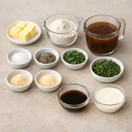 Ingredients for Savory Herb-Infused Turkey Gravy