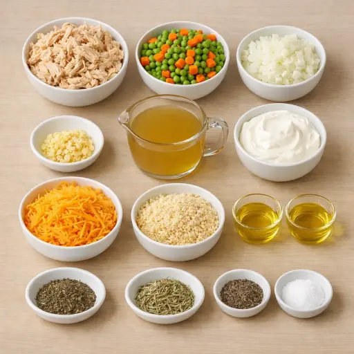 Ingredients for Savory Herb Leftover Chicken Casserole