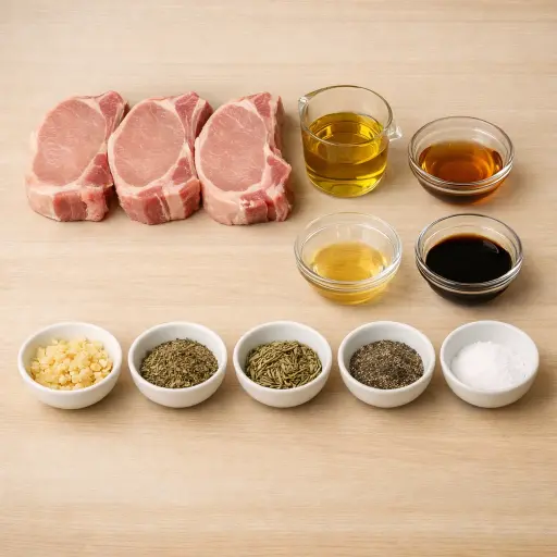 Ingredients for Savory Herb Marinated Baked Pork Chops