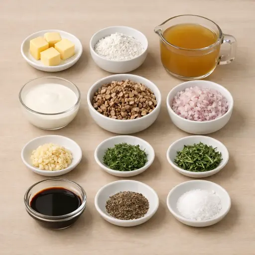 Ingredients for Savory Herb Mushroom Gravy
