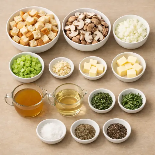 Ingredients for Savory Herb Mushroom Stuffing