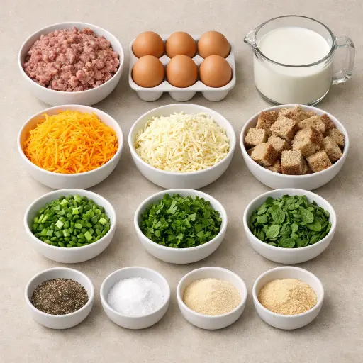 Ingredients for Savory Herb Sausage Breakfast Casserole