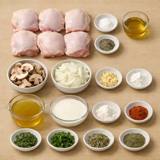 Ingredients for Savory Herb Smothered Chicken