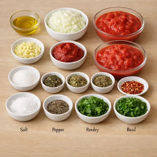 Ingredients for Savory Herb Spaghetti Sauce