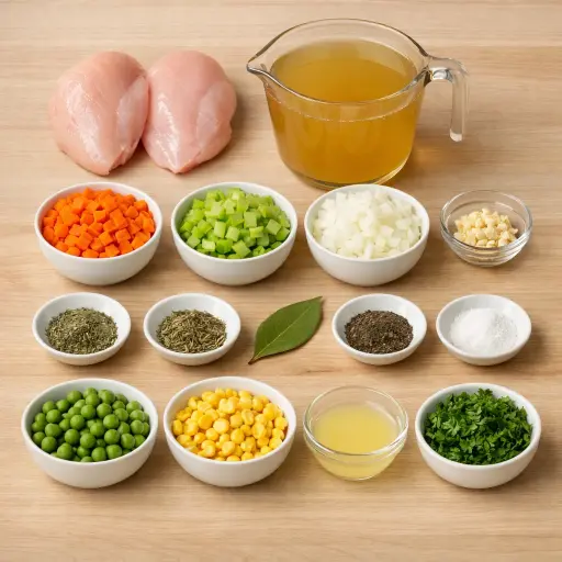 Ingredients for Savory Herbal Slow Cooker Chicken Soup